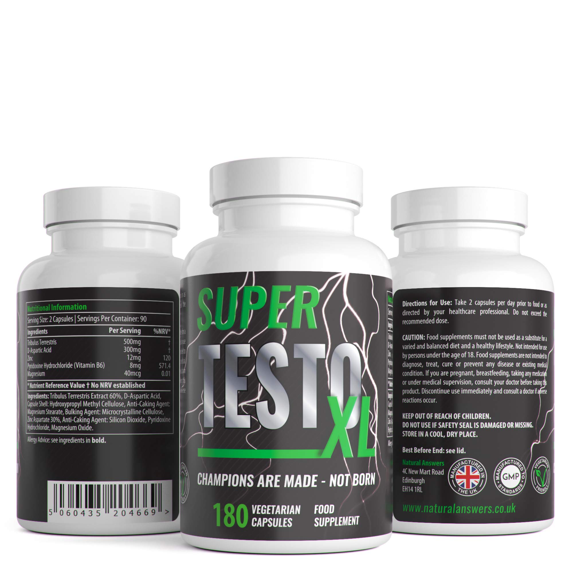 Super Testo XL for Men 180 Capsules Testosterone Support Supplement