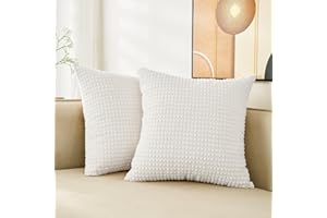 Warmstar Throw Pillow Covers Pack of 2,20"x 20" Pillow Covers Set of 2 Modern Farmhouse Home Decorative Pillow Cover, Soft Polyester Cushion Covers for Couch Sofa Bedroom Living Room, White