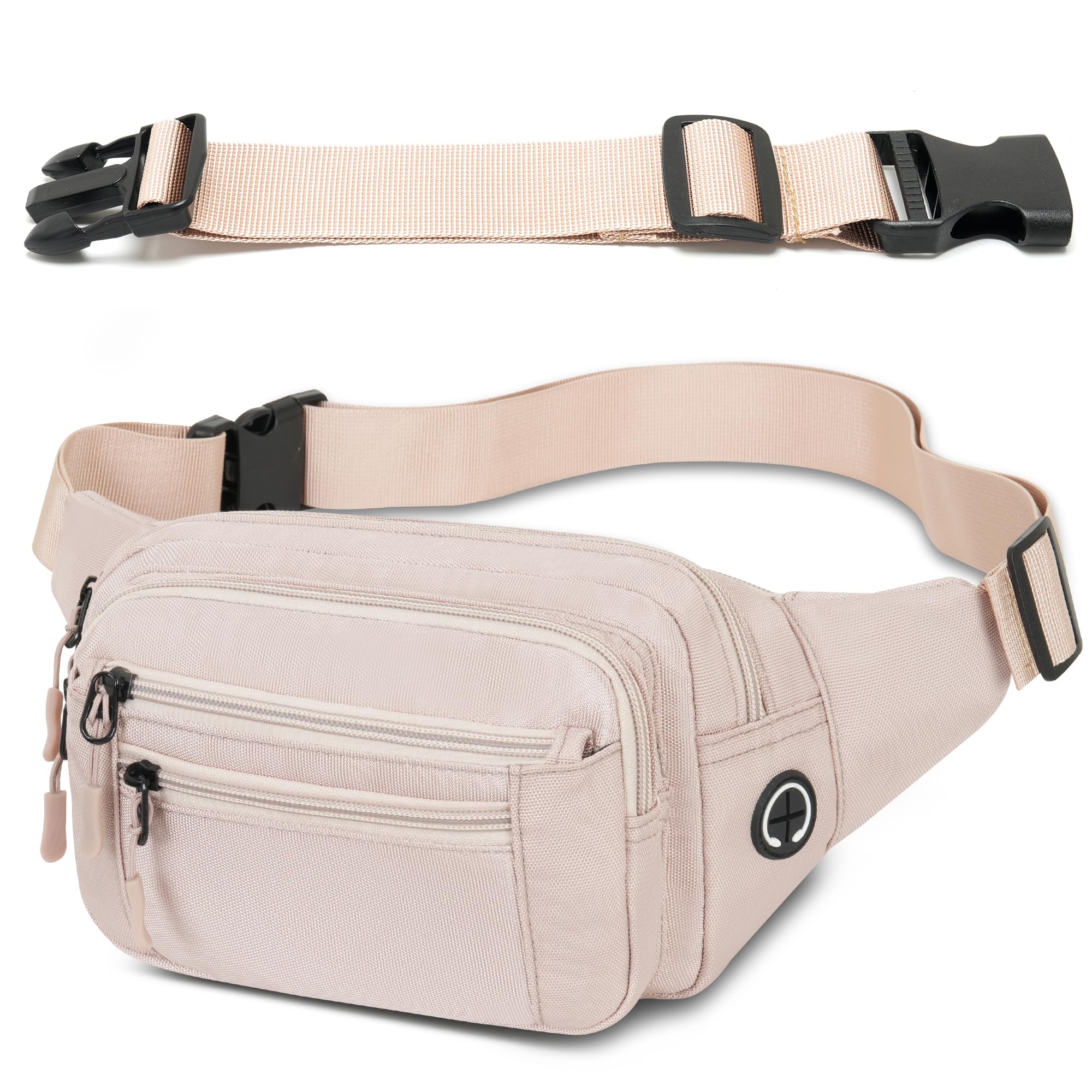 Bumbags Waist Fanny Pack Fashion Bum Bag with 30cm Extended Belt for Dog Walking Climbing Hiking Travel Cycling Girls Ladies Men Women (Light Khaki)
