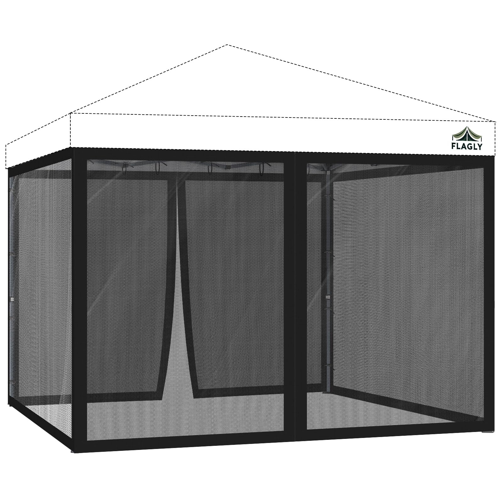 Photo 1 of 10x10 ft Mosquito Netting for Pop Up Canopy, Universal Bug Screen Tent Enclosure, Outdoor Canopy Mesh Net with Zipper Doors for Camping, Patio, Backyard (Netting Only?Black)