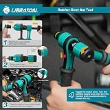 LIBRATON Rivet Nut Tool Kit 5 Mandrels 5 Nut Heads 50 Rivet Nuts Carry Case view 4