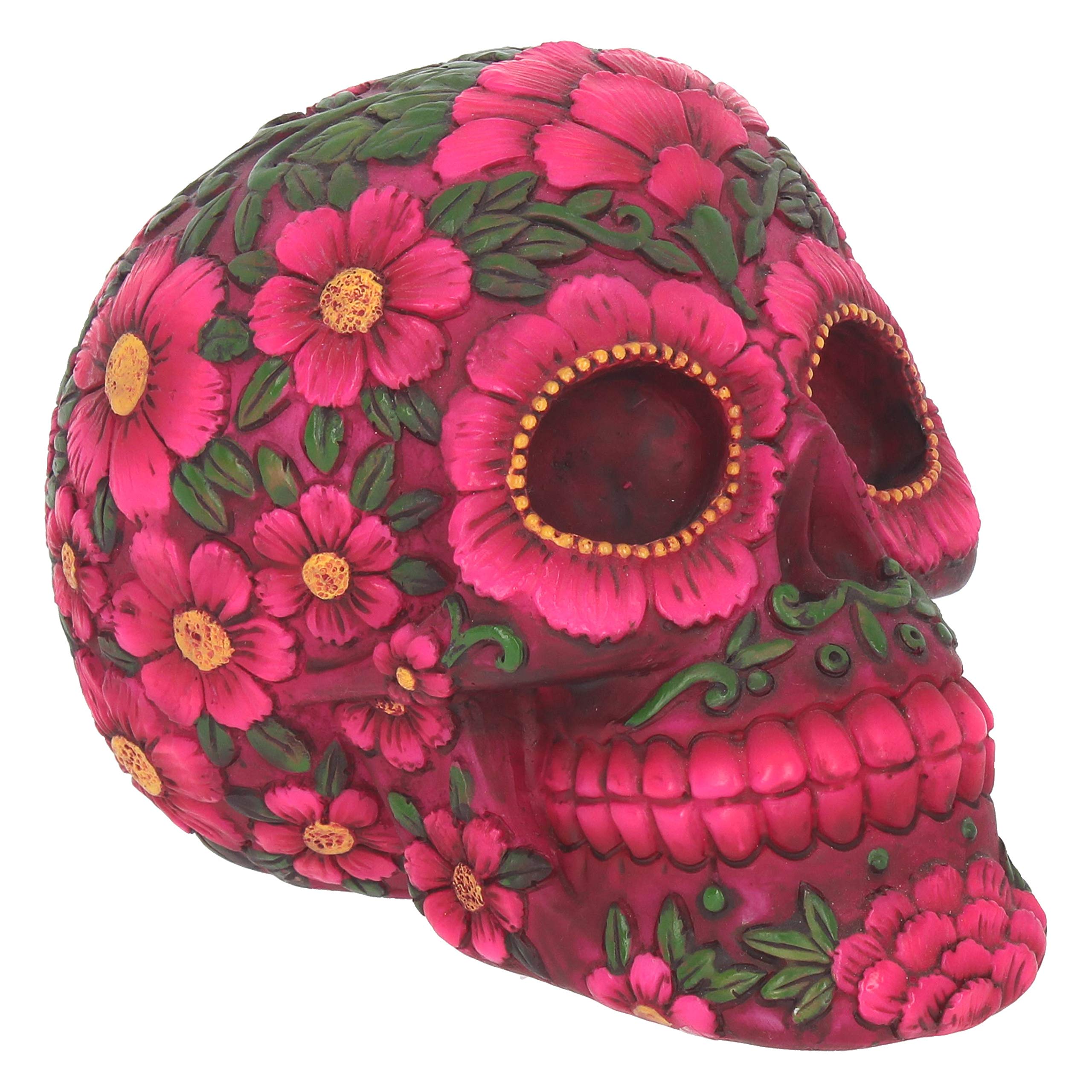 Nemesis Now Sugar Blossom Skull 14.5cm, Fuschia