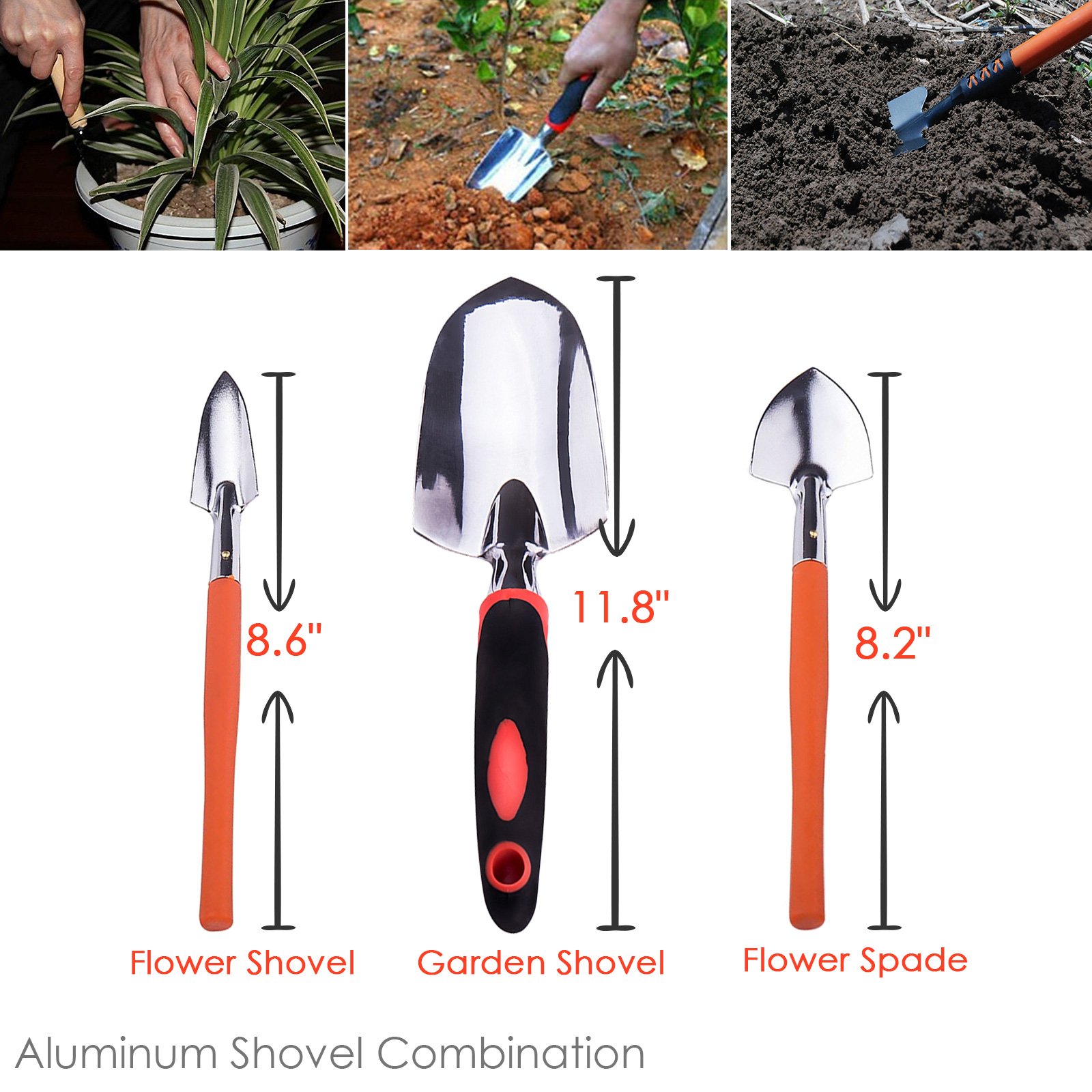 KORAM 13-Pieces Garden Tools Kit Plant Care Tool Home Improvement Tool Sets with Carrying Case Include Secateurs, Trowel Pruners, Pruning Saw, Rakes