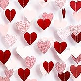 Rose-Gold Pink Burgundy-Red Party Decorations Heart Garland Hanging Streamers Banner - 39Ft Valentines Mothers Day Anniversary Bachelorette Bridal Shower Engagement Wedding Backdrop