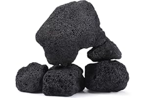 FISCAPE 5 PCS 2-8'' Large Natural Black Lava Rock for Aquarium, Volcanic Rock for Fish Tank