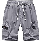 APTRO Men's Cargo Shorts Elastic Waistband Drawstring Summer Casual Cotton Big & Tall Relaxed Fit Work Shorts