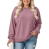 Velvelhall Women's Plus Size Sweatshirts Oversized Corduroy Long Sleeve Crew Neck Pullover Sweat Shirts Casual Loose Fit Tops