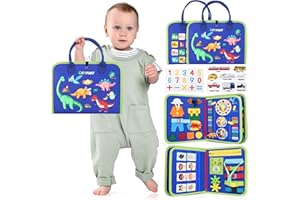 URMYWO Toddler Busy Board - Busy Book Montessori Toys for 1 2 3 4 Year Old - Preschool Learning Activities with Alphabet Number Animal, Educational Travel Toys Birthday Gifts for Kids