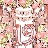 19th Birthday Decorations For Girls Happy 19 Birthday Decorations For Girls 19 Letter Balloon Numbers Happy 19th Birthday Banner Decor Rose Gold nineteen Girl Birthday Party Decorations