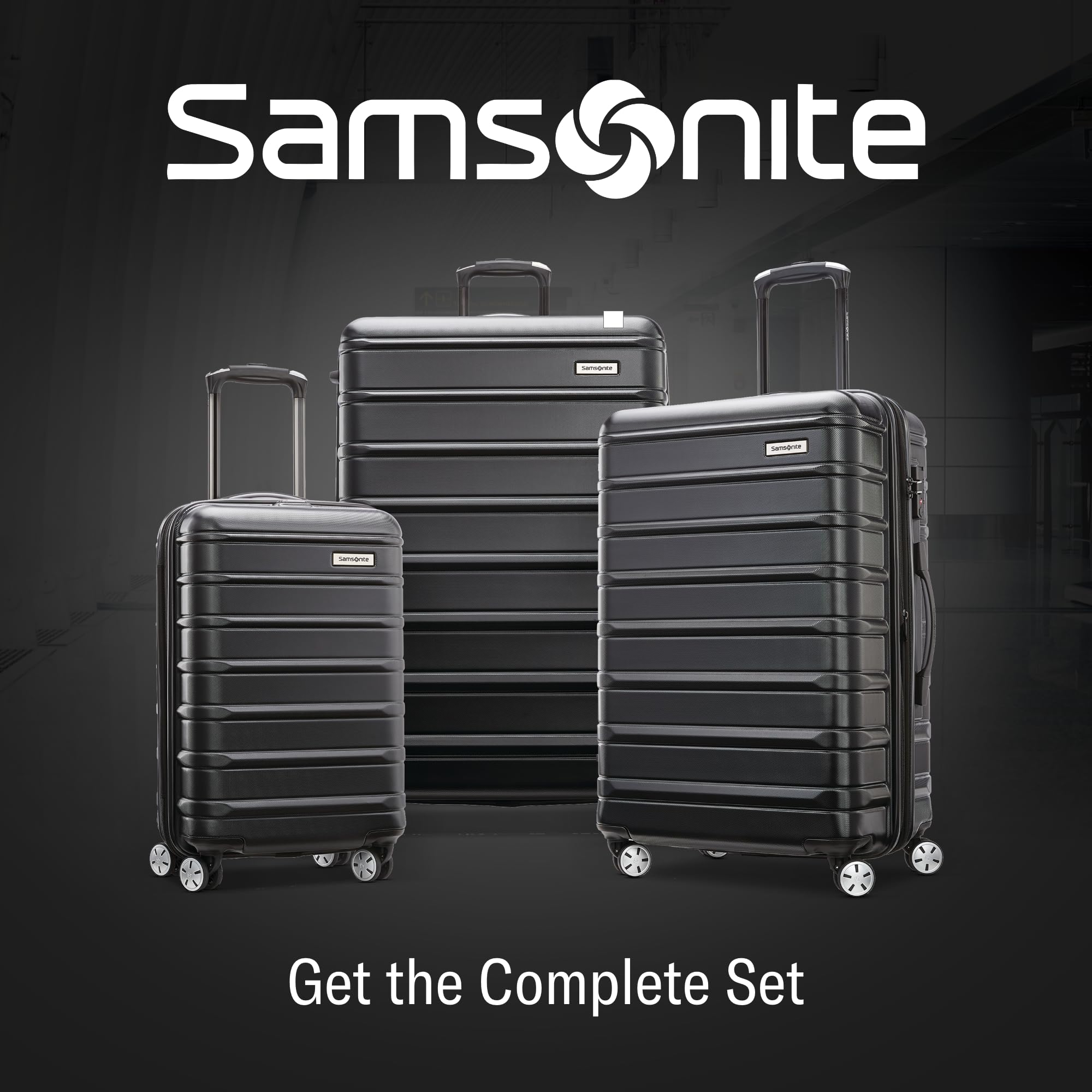 Samsonite Omni 2 Hardside Expandable Luggage with Spinner Wheels, 3-Piece Set (19/24/28), Midnight Black