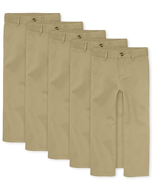 The Children's Place Boys Stretch Chino Pants, Flax 5-Pack, 5(Slim)
