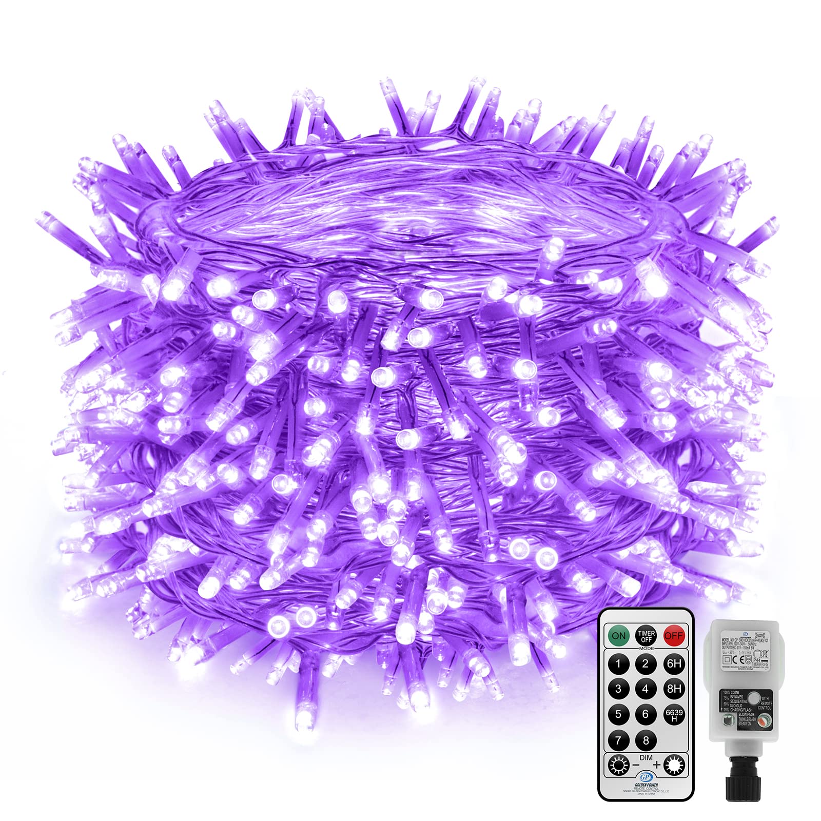 CORST 20M 200LED UV Fairy Lights Outdoor Indoor Fairy Lights String Plug in,UV Blacklights Purple Fairy Light with Remote Timer 8Mode, Ultraviolet Light Waterproof for Glow Party Outside Club
