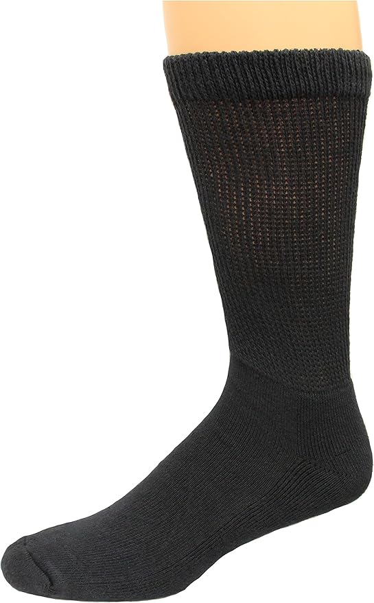 Carolina Ultimate NonBinding Cotton Crew Socks, Black, (XL