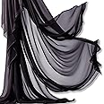 Barcelonetta | Chiffon Fabric | Decoration, Drapery Fabric | Halloween Decoration | for Arbor, Arch, Canopy, Table and Chair Decoration (Black, 10 Yards)