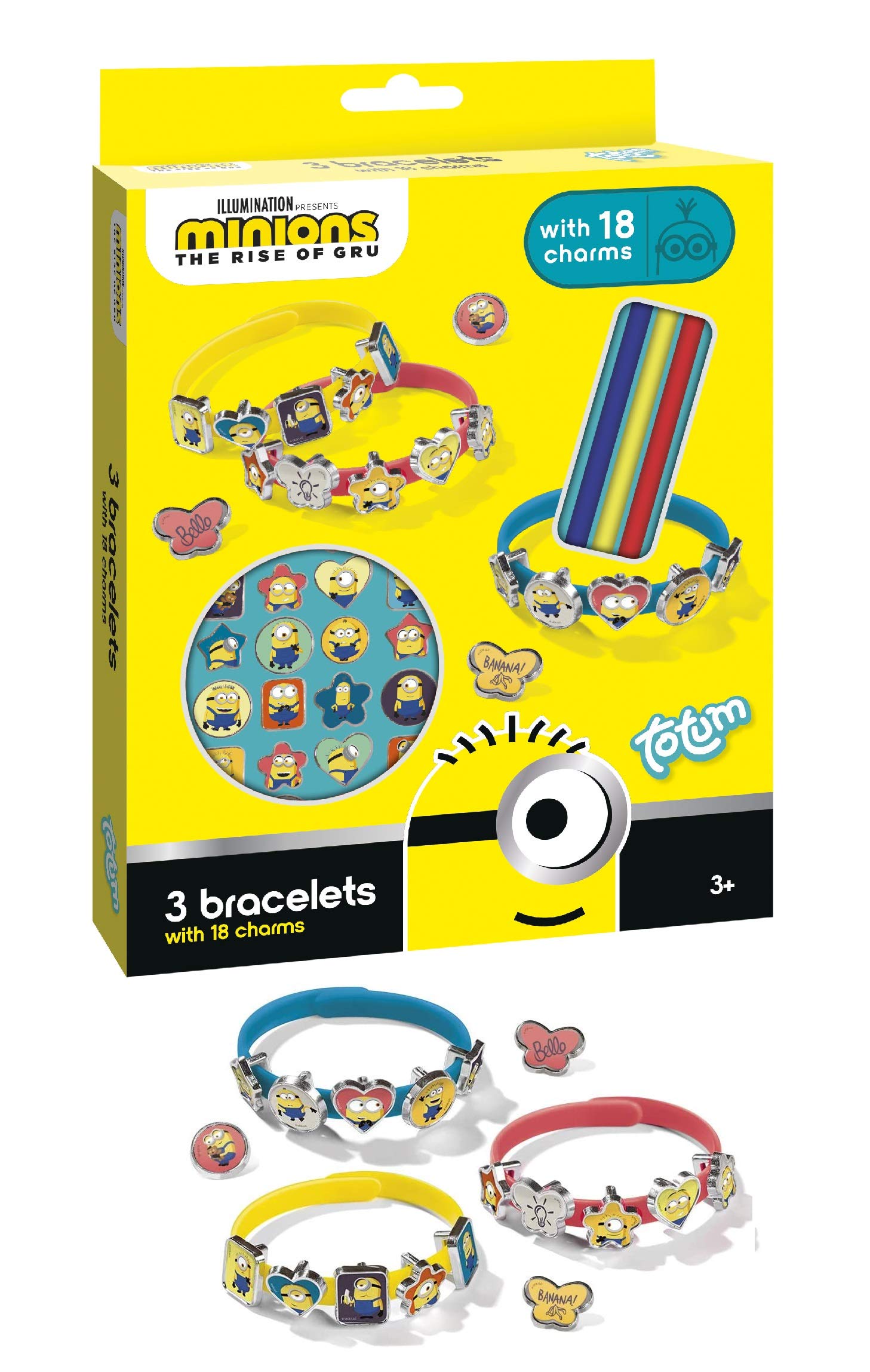 Minions 710108 Craft Set Colourful Bracelets with 18 Charms with Fun Motifs, One Size