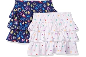 AMAZON ESSENTIALS Spotted Zebra Disney | Marvel | Star Wars | Frozen | Princess Girls and Toddlers' Knit Ruffle Scooter Skirts, Pack of 2