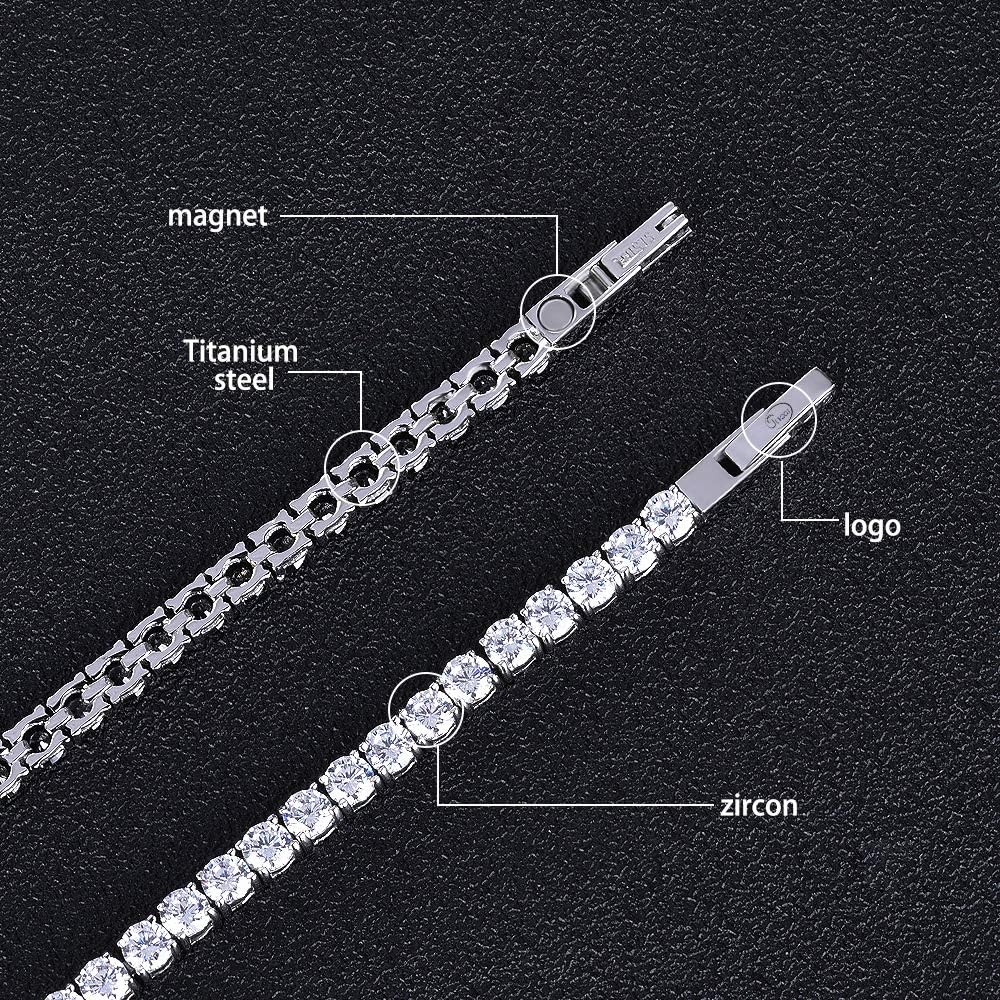 Magnetic Bracelet for Women,Beauty Therapy Titanium Steel Magnetic Bracelets Pain Relief Bracelets Magnetic Women Tennis Bracelet （White）: Health & Personal Care