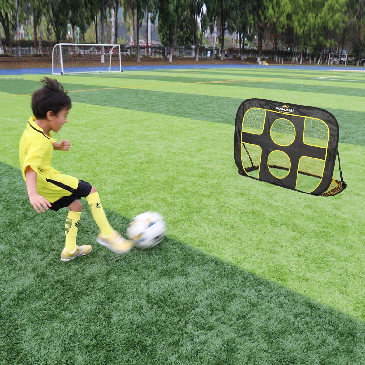 PodiuMax 2 in 1 Pop Up Kids Soccer Goal Indoor/Outdoor Soccer Target