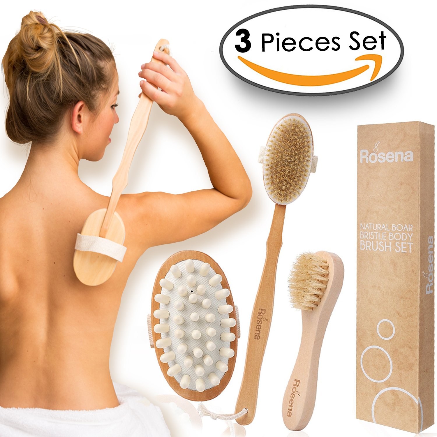 Dry Brushing Body Brush Set Best For Skin Natural Exfoliating