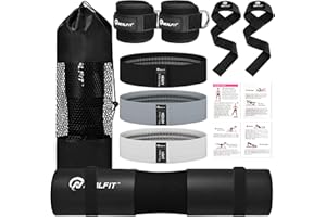 NEALFIT Barbell Pad Set for Squat & Hip Thrust - Extra Thick High Density Neck & Shoulder Support Cushion - Olympic Bar Pad for Weightlifting, Gym, Home Workouts