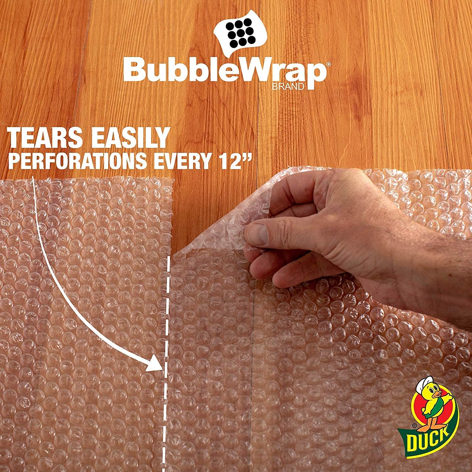 Duck Brand Bubble Wrap Roll, Original Bubble Cushioning, 12" x 175', Perforated Every 12" (286891) : Office Products