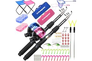 DaddyGoFish Kids Fishing Pole - Rod Reel Combo Tackle Box Starter Set - First Year Small Dock Gear Kit for Boys Girls Toddler Youth Age Beginner Little Children Junior Anglers