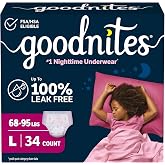 GoodNites Girls Nighttime Underwear, Size Large, 34 Ct, 2 Packs of 17 | Zoned Protection, Discreet Fit, Soft &amp; Breathable, Secure Fit, Comfortable Waistband, Stretchy Sides, Fragrance Free
