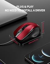 TECKNET Wired Mouse 6400 DPI 4 adjustable DPI 6-button Ergonomic USB Plug & Play view 7