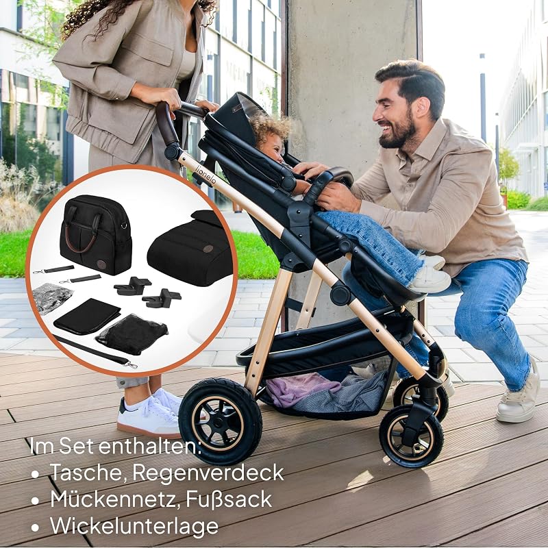 Amber Kinderwagen 2 in 1 Kombikinderwagen, Kinderwagen Set