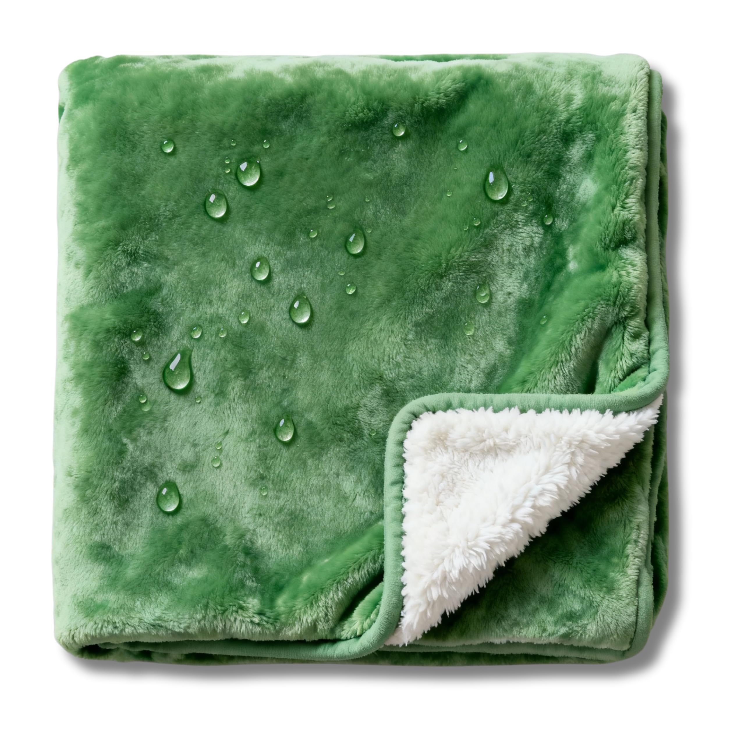 CREW FLX Waterproof Blanket for Bed Intimacy (90"x 80" King Size) Reversible Fleece | Sherpa, Love Blanket, Water Proof TPU Stain Proof Couch Furniture Mattress Winter Large Dog Bed Cover - Green Image