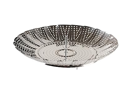 Mack Edelstahl Dampfkorb Dampfgarer Dünsteinsatz aus Edelstahl faltbar, einstellbar bis 28cm (18-28cm)