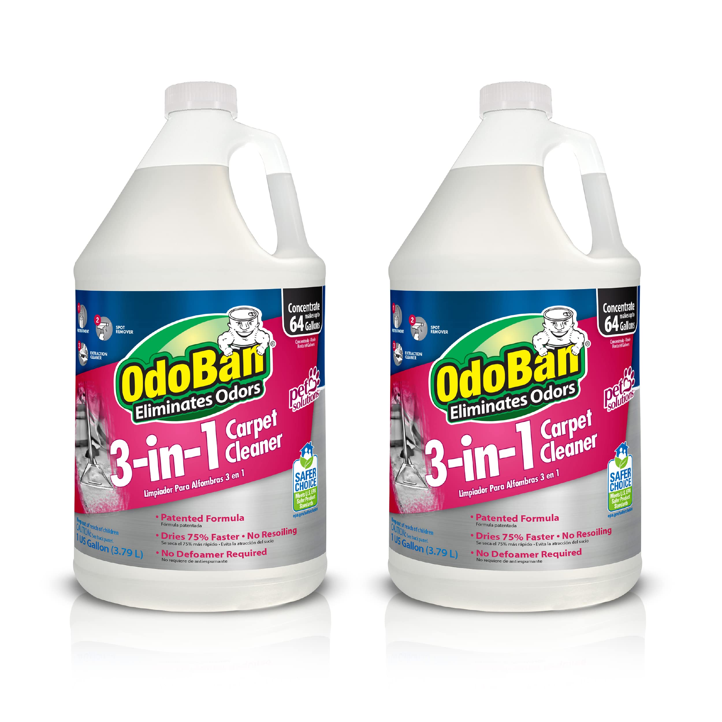 OdoBan 3-in-1 Carpet Cleaner, Made in the USA, Set of 2, 1 Gallon Each Image