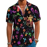 DFZ Funny Hawaiian Shirts for Men Summer Beach Short Sleeve Button Down Shirt Theme Party Shirt