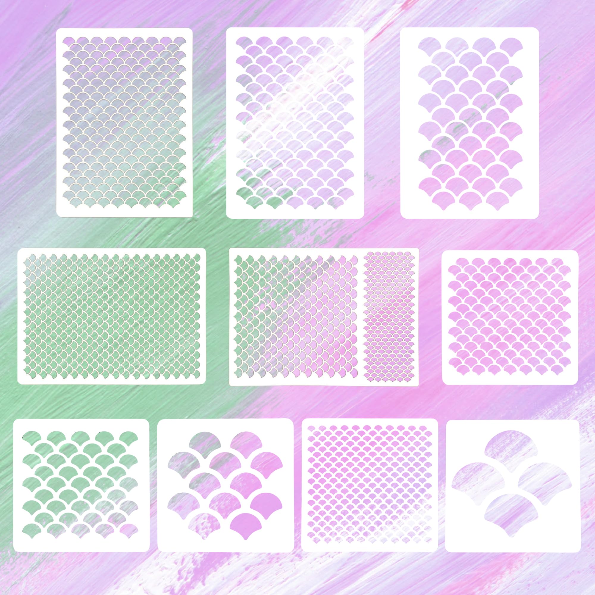 Photo 1 of 10 Pcs Fish Scale Stencil, Mermaid Face Paint, Mermaid Scale Stencil for Face Paint, Reusable Makeup Stencils, Perfect for Face, Body, Wall, and DIY Projects