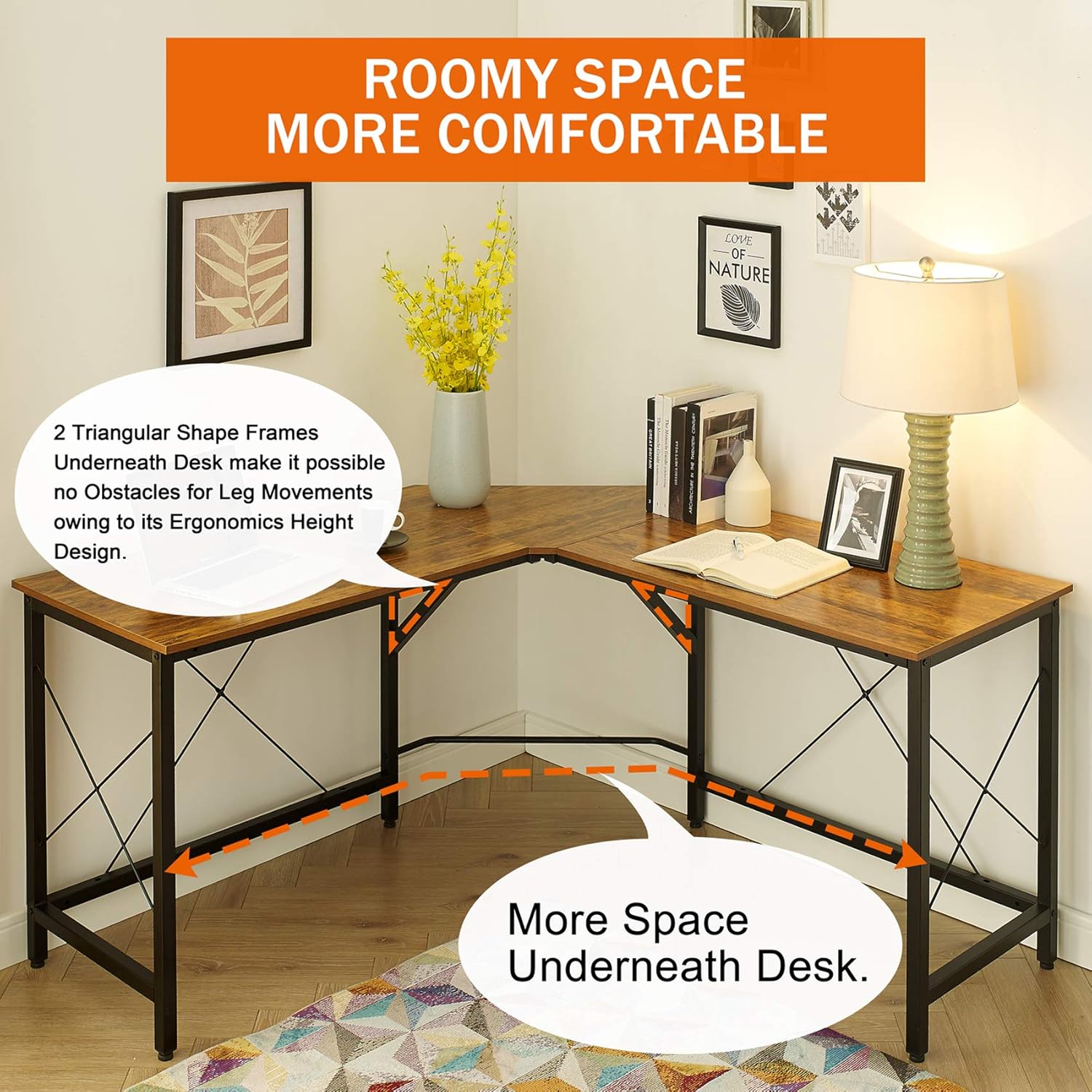 Mr IRONSTONE L-Shaped Desk 59" Computer Corner Desk, Home Gaming Desk, Office Writing Workstation, Space-Saving, Easy to Assemble (Vintage): Kitchen & Dining