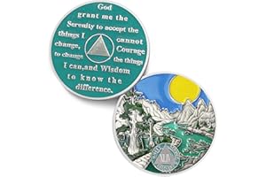 IELCJJ Sunlight 44 Year Sobriety Coin - Recovery 44 Year AA Coins - Serenity Prayer NA AA Chips and Medallions - 1-65 Prime Living Clean Sober Token - Narcotics Alcoholics Anonymous Gifts for Men Women