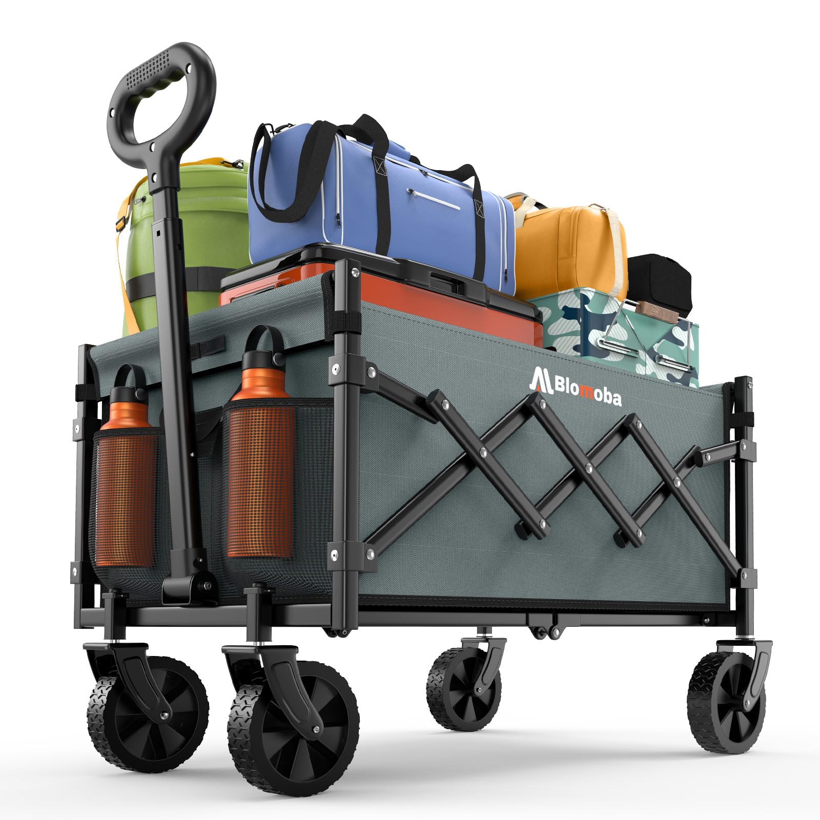 Collapsible Wagon with Wheels, 220 lbs Wagons Carts Foldable Wagon Cart with Flexible Handle, Lightweight Portable Folding Utility Grocery Shopping Cart for Grocery Sports Garden Camping, Gray Image Collapsible Wagon with Wheels, 220 lbs Wagons Carts Foldable Wagon Cart with Flexible Handle, Lightweight Portable Folding Utility Grocery Shopping Cart for Grocery Sports Garden Camping, Gray Image