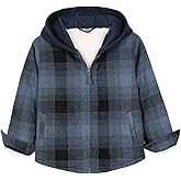 ZENTHACE Kids Toddler Boys Girls Warm Sherpa Lined Plaid Flannel Shirt Jacket,Full-Zip Hooded Sweatshirt