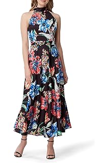 tahari printed halter maxi dress
