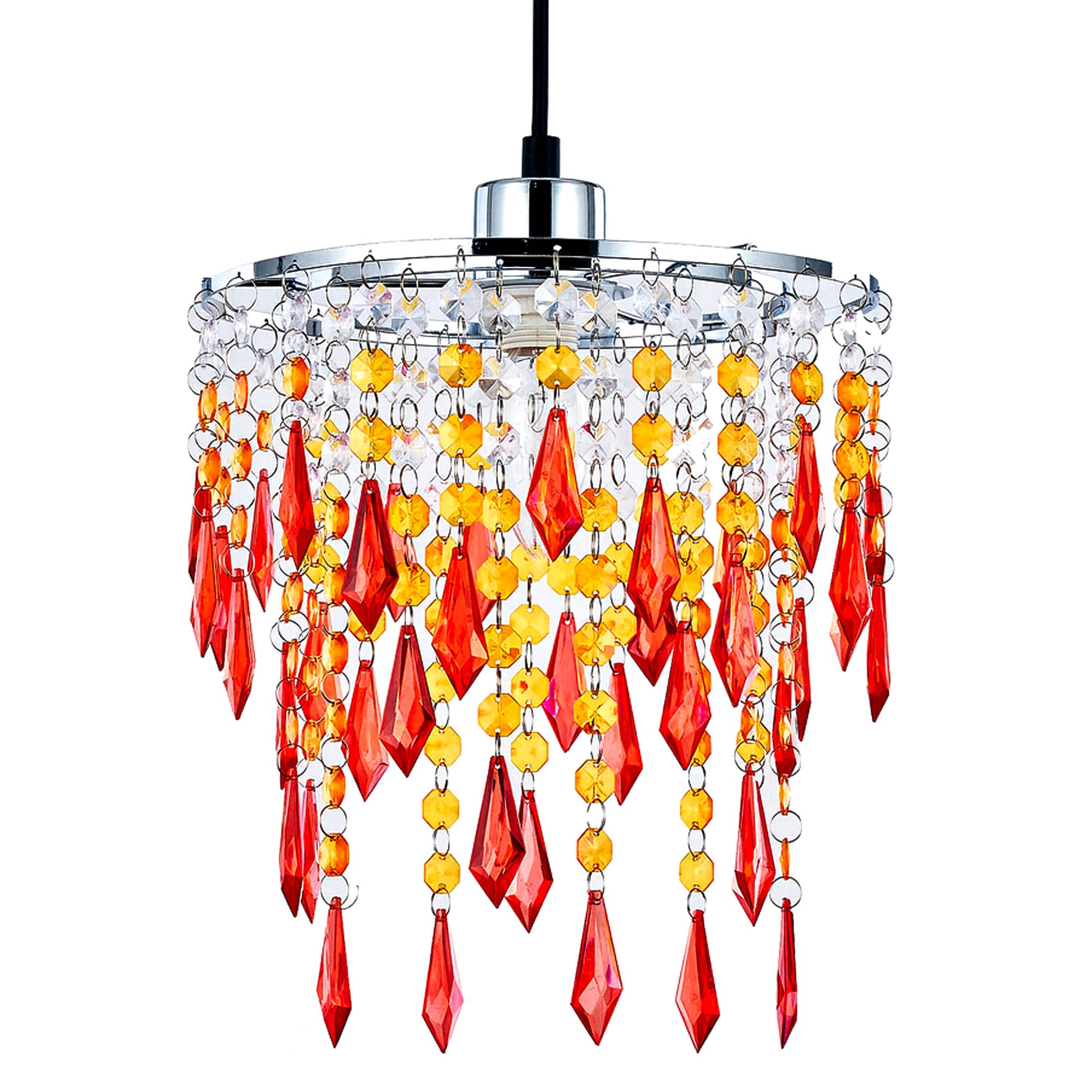 Innoteck Cherry Ceiling Chandelier Acrylic Light Shade – Sun Beam Orange – Easy-Fit Pendant Shade for Bedroom, Living Room & Hallway – Includes E27 to B22 Converter – Home Decorative Lamp Shade