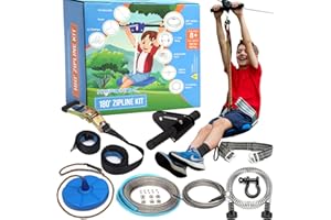 HYPONIX SPORTING Hyponix Zip Lines for Kids and Adults Outdoor up to 350 Lbs - 180 ft - 15 Minute Quick Setup Kit - 100% Rust Proof | Zipline for Backyard Kids and Adults | Zipline Kits for Backyard