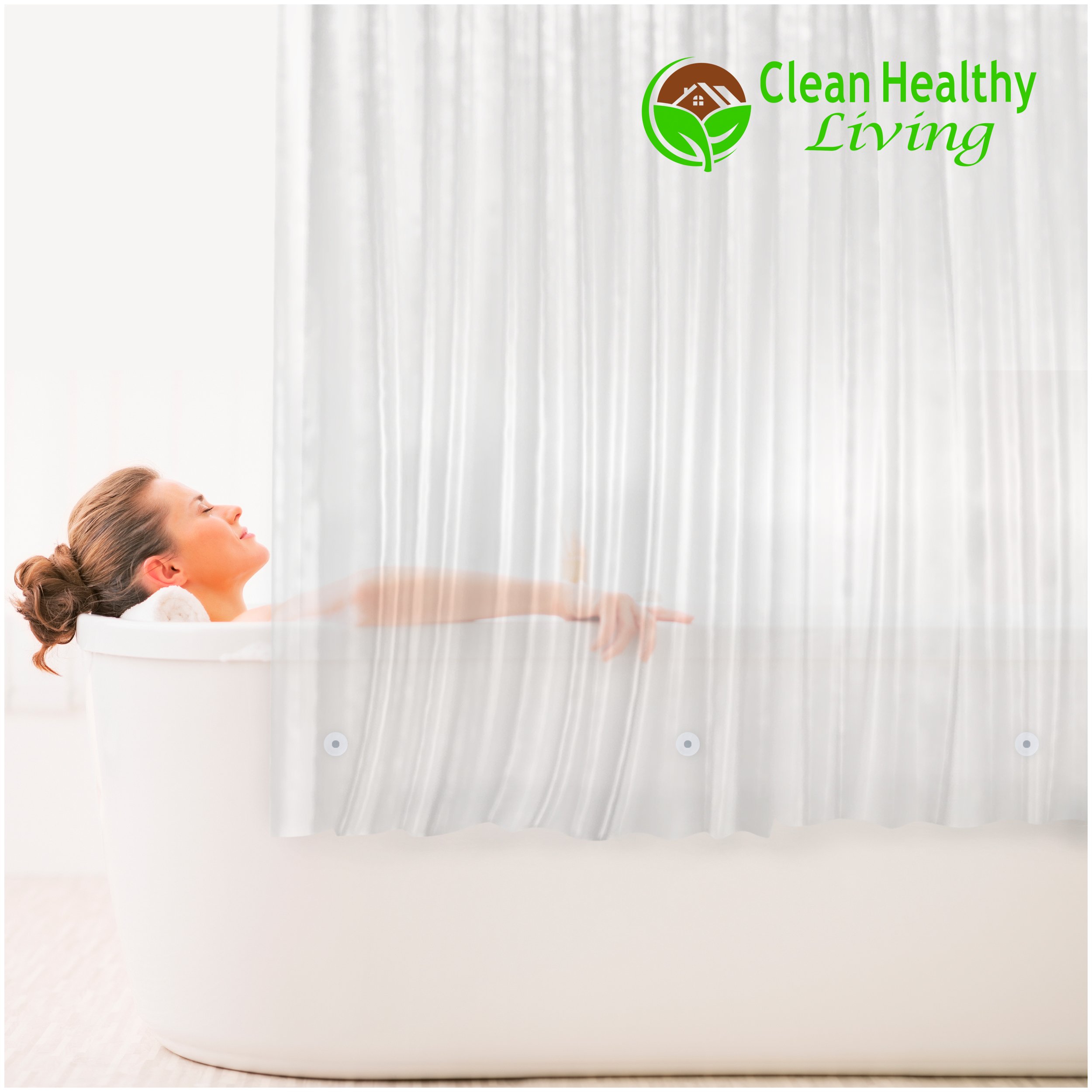 Clean Healthy Living Heavy Duty PEVA Clear Shower Curtain Liner With