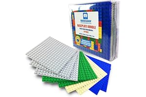 Brick Loot Classic Baseplates – 5" x 5" 10-Pack Building Plates, Compatible with Major Brands, 16x16 Variety Base Plate for Creative Play, Durable Green,Grey,Blue Construction for Kids Ages 3+