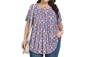 PEVRL Womens Plus Size Tops Short Sleeve Tunic Summer Shirts Casual Loose Blouses 1X-5X
