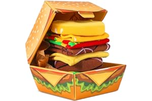 MENS SOCKS Burger Socks Box - Funny Fun Novelty Food Socks Gift - Christmas Birthday Gag Gifts for Men Women Teen Boys Dad