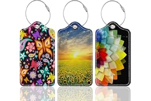 3 Pack Luggage Tag Leather Luggage Tags for Suitcases Bright Bag Tags Travel Accessories Must Haves by Sodsay