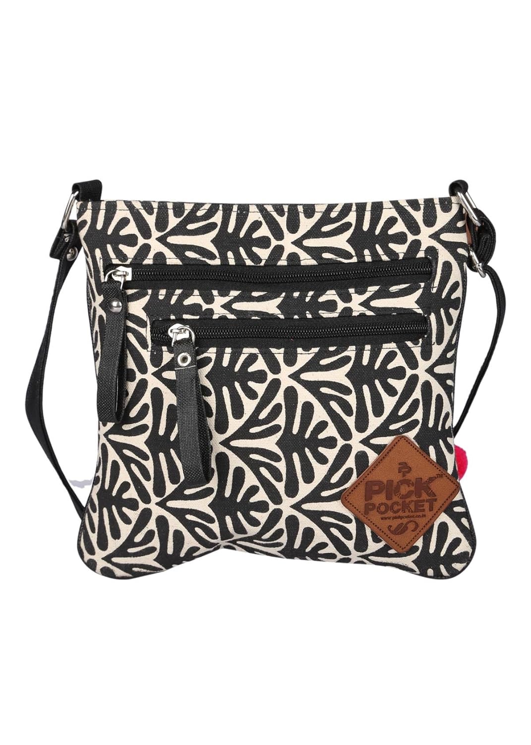 pick pocket women's sling bag (black & beige,slboss92)