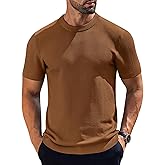 COOFANDY Men's Knit T-Shirts Short Sleeve Crewneck Shirt Casual Textured Pullover Tees