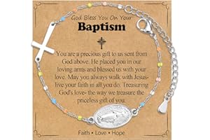 WIKHIA Cross Beaded Bracelet for Girls - First Communion, Baptism, Confirmation, Easter Gifts Catholic Religious Christian Jewelry for Goddaughter