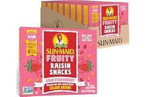 Sun-Maid Sour Strawberry Fruity Raisin Snacks - (56 Pack) 0.7 oz Pouches - Sour Strawberry Raisins - Dried Fruit Snack for Lunches and Snacks